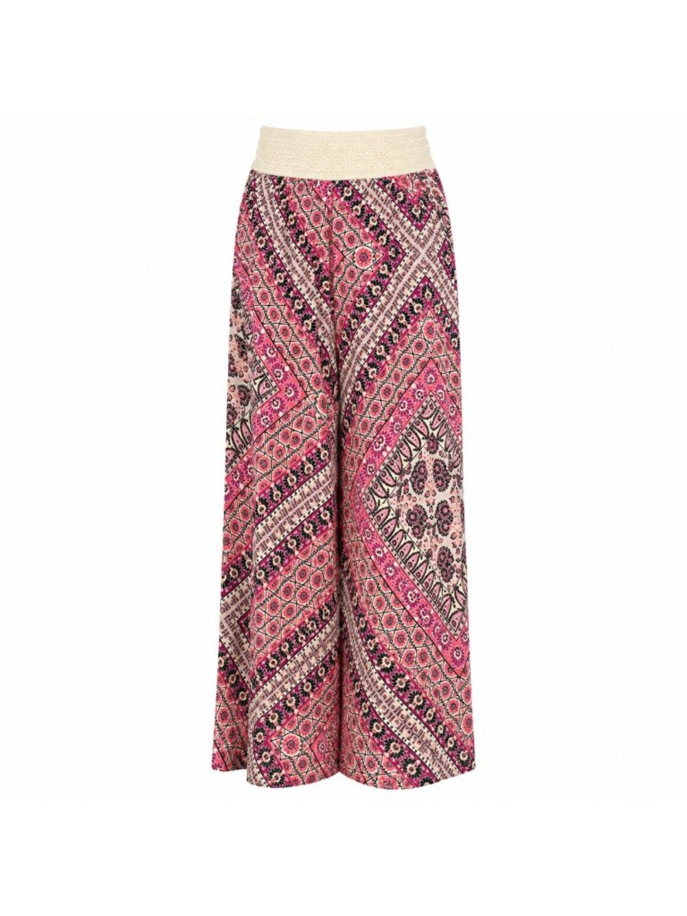 Joe B Women’s Small Pink Boho Wide Leg Palazzo Pants Rayon Crochet Waist